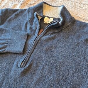 Faherty Brand Mens Navy Blue Organic Cotton Blend Quarter Zip Sweater Size M